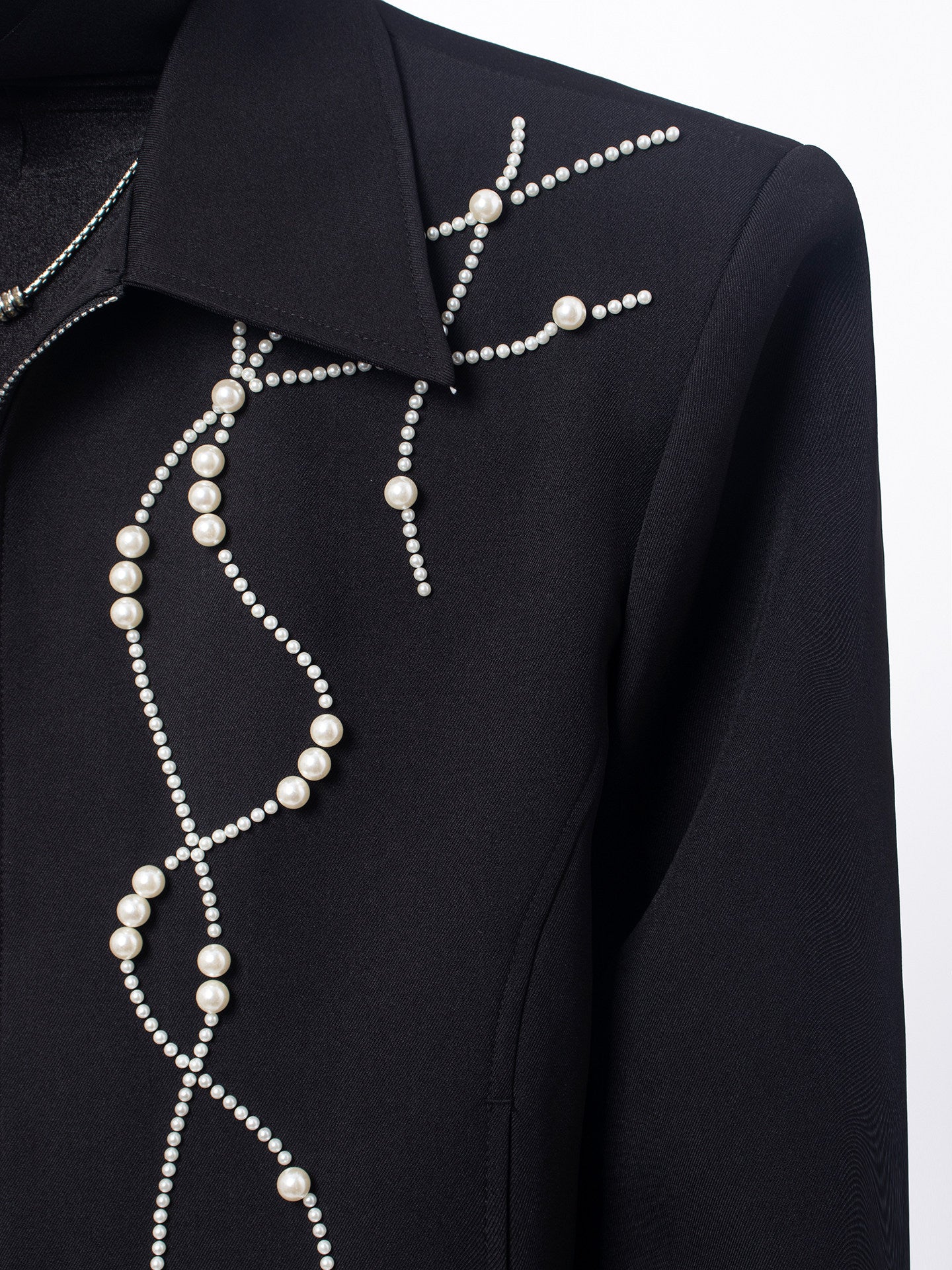 Rhinestone Line Short Jacket & Rhinestone Line Wide Leg Trousers Setup WN23730