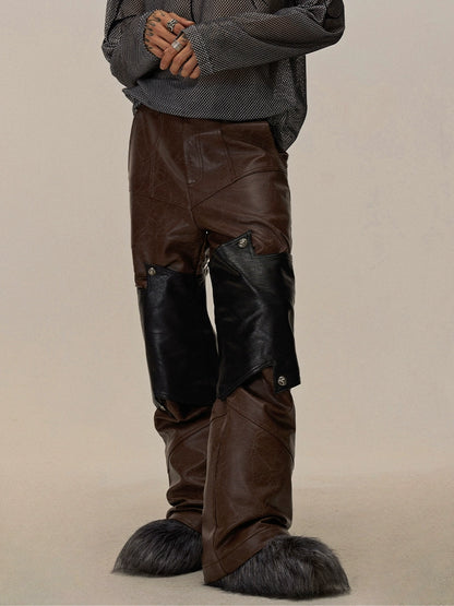 Detachable Leg Cover PU Leather Pants WN9416