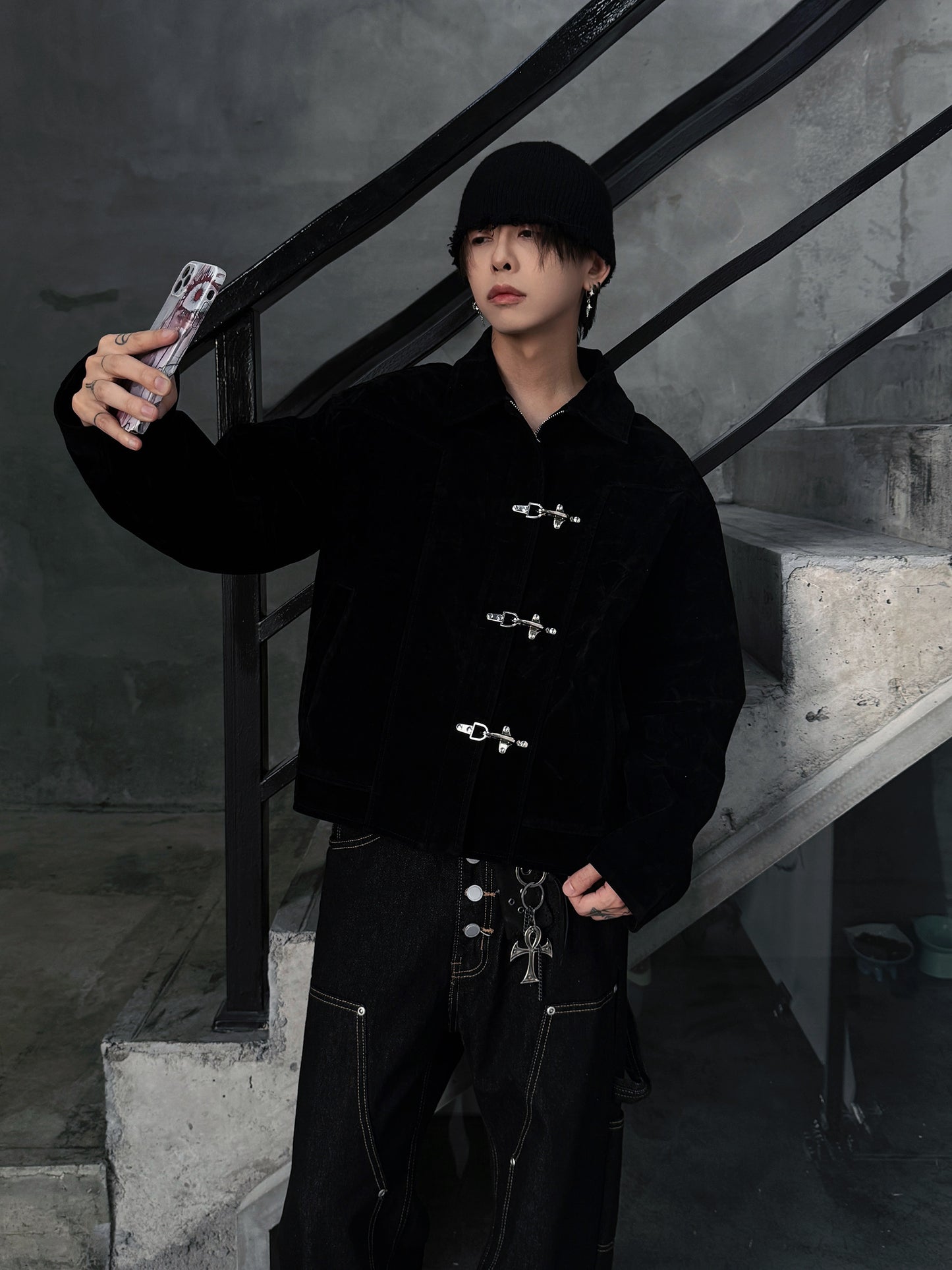 Toggle Closure Suede Short Jacket WN22955