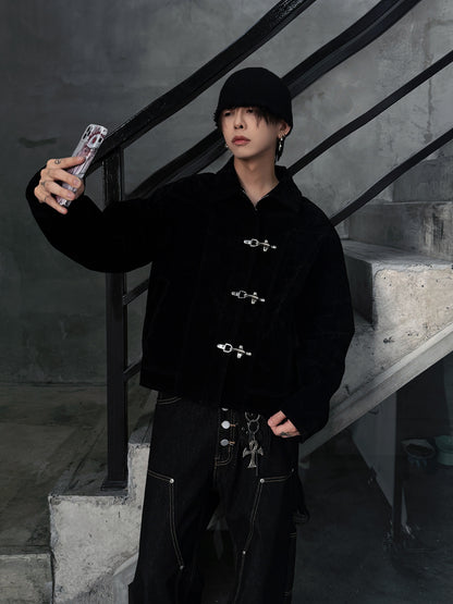 Toggle Closure Suede Short Jacket WN22955