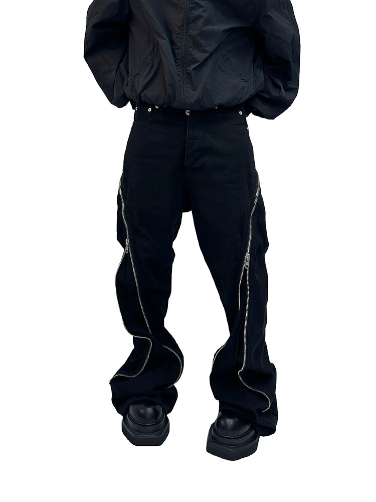 Spiral Zipper Twisted Flare Denim Jeans WN16996