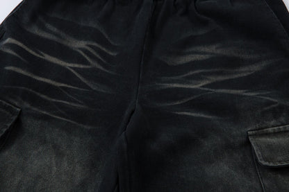 Washed Wide-Leg Cargo Denim Jeans WN12729