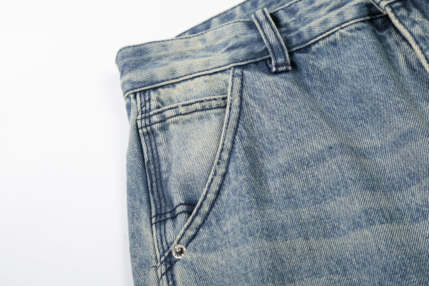 Washed Deconstruction Damage Wide Leg Denim Jeans WN25978