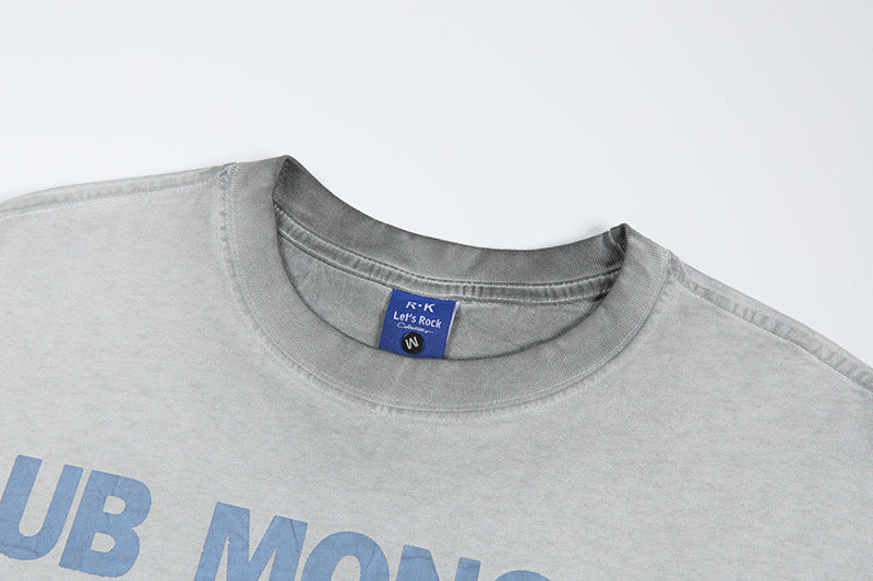 Washed Graphic Letter Print Short Sleeve T-Shirt WN25765