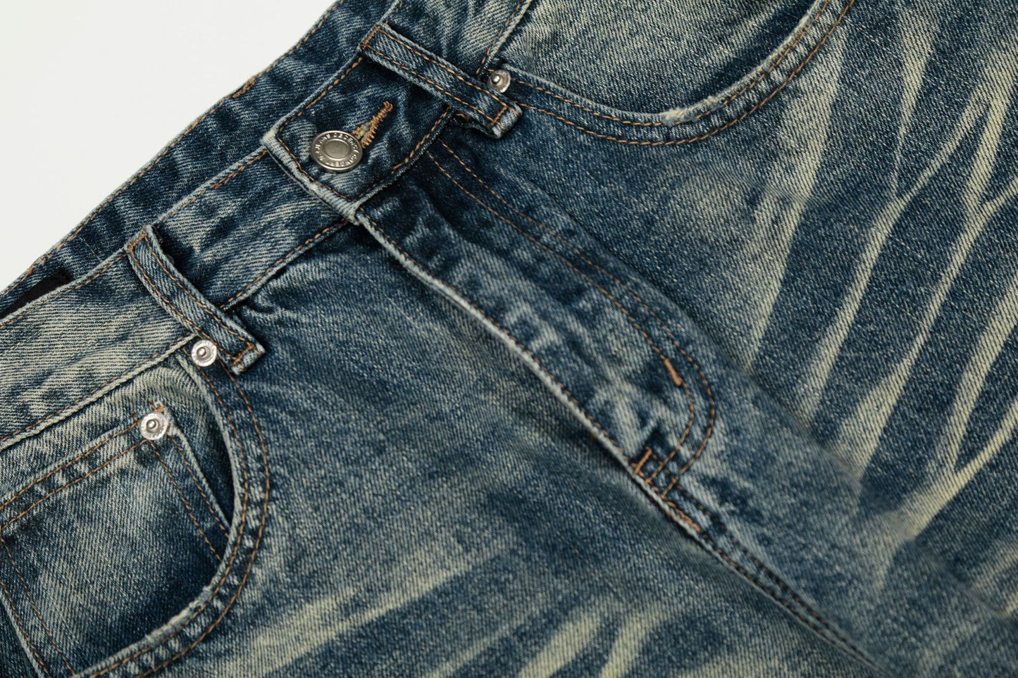 Whisker Damage Wide Leg Denim Jeans WN25973