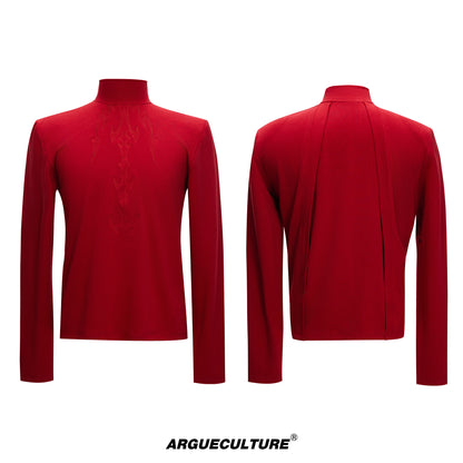 Turtleneck Embroidery long-sleeve Versatile T-shirt WN22673