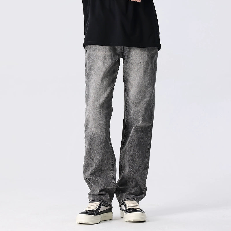 Washed Wide-Leg Straight Denim Jeans WN17615