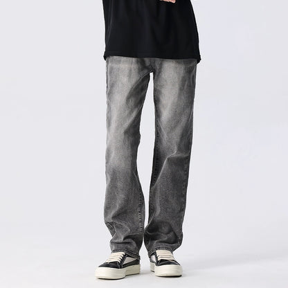 Washed Wide-Leg Straight Denim Jeans WN17615