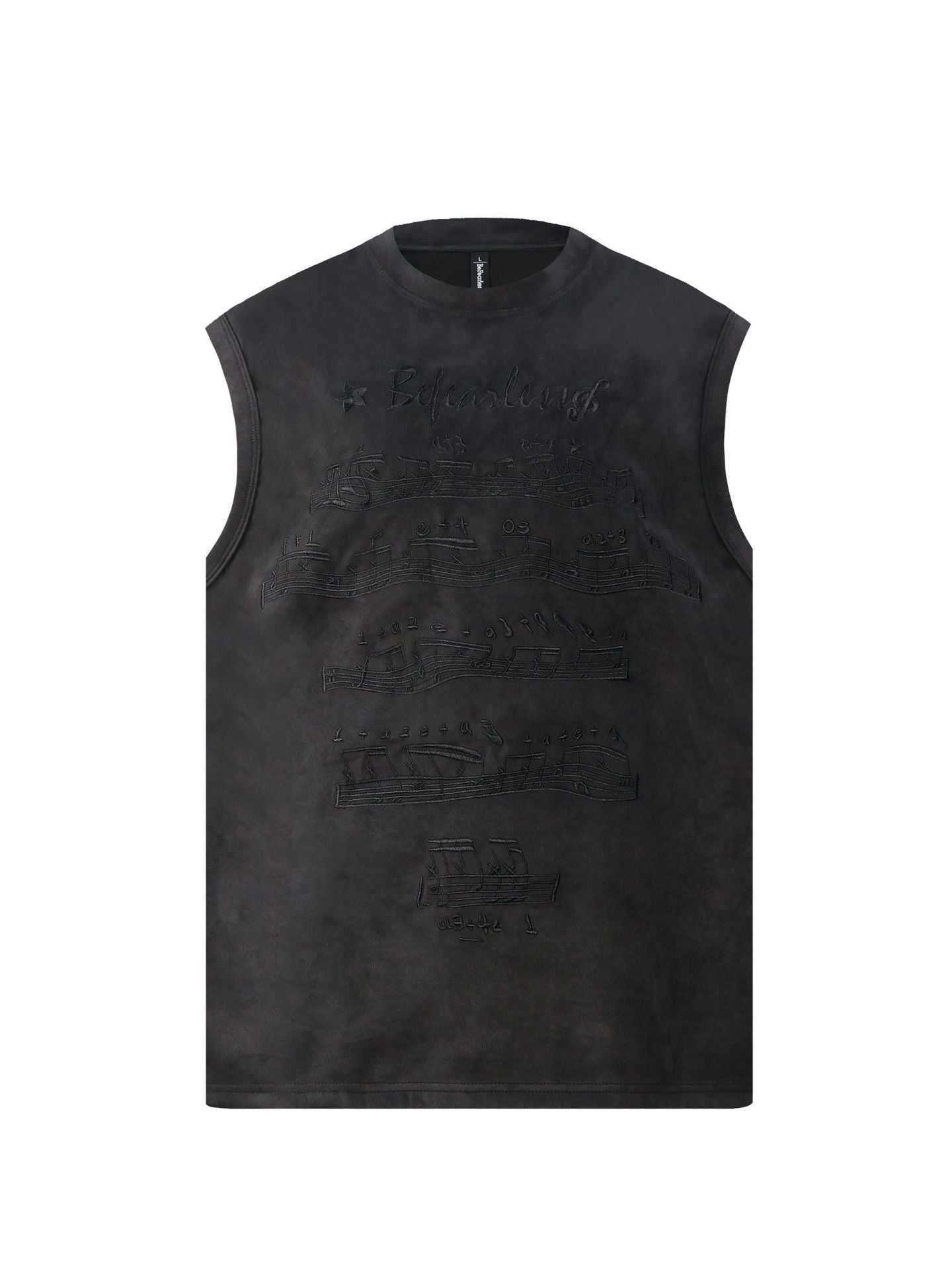 Embroidery Music Note Sleeveless T-Shirt WN26256
