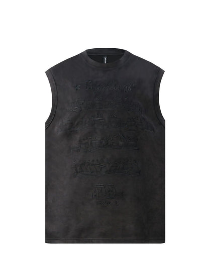 Embroidery Music Note Sleeveless T-Shirt WN26256