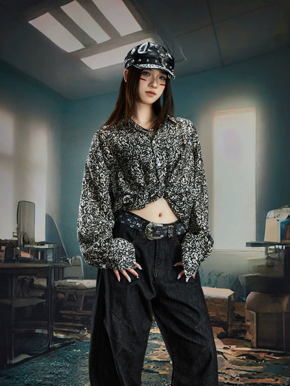 Leopard Print Oversize Long Sleeve Shirt WN20565