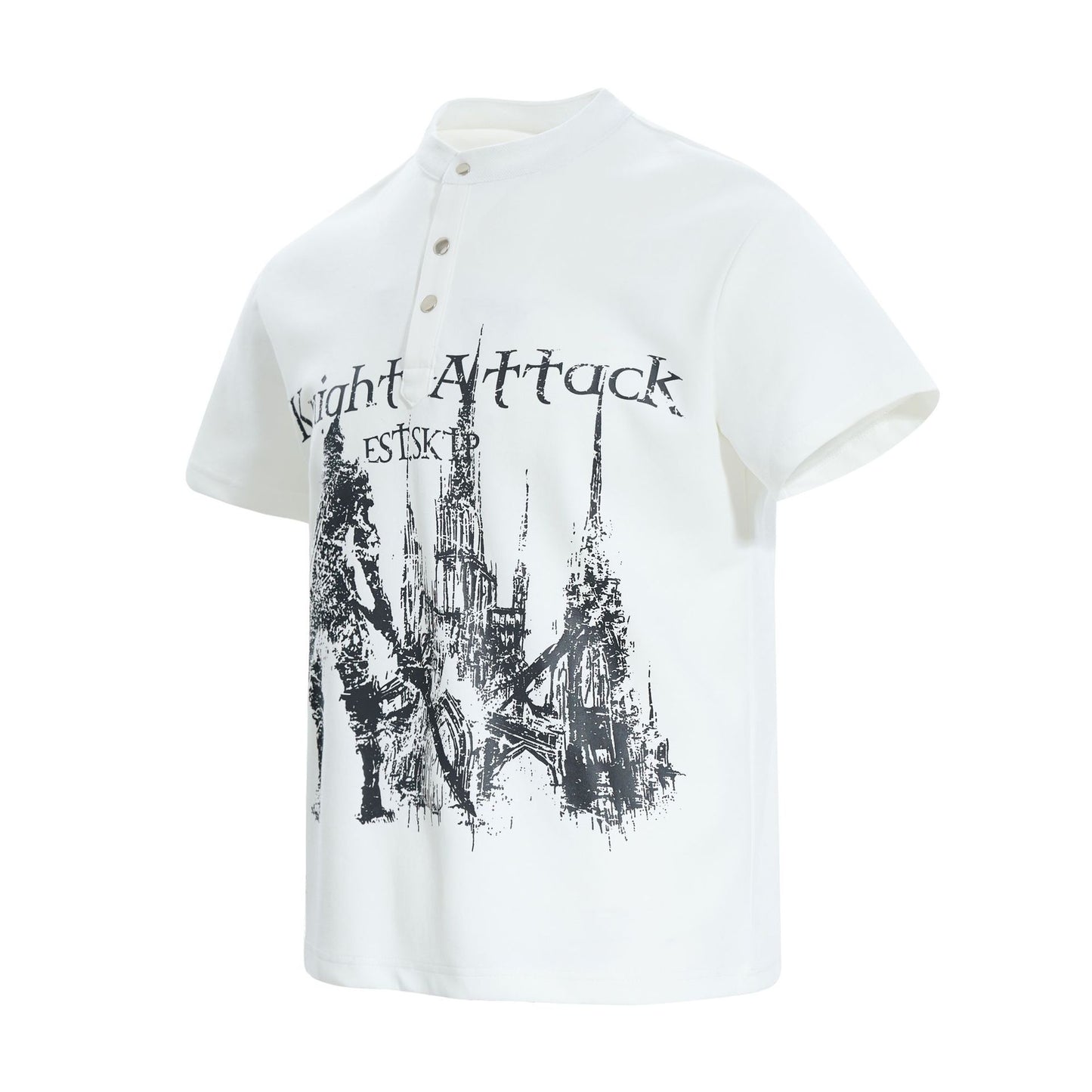 High-Neck Knight Graphic Short Sleeve Polo Shirt WN25839