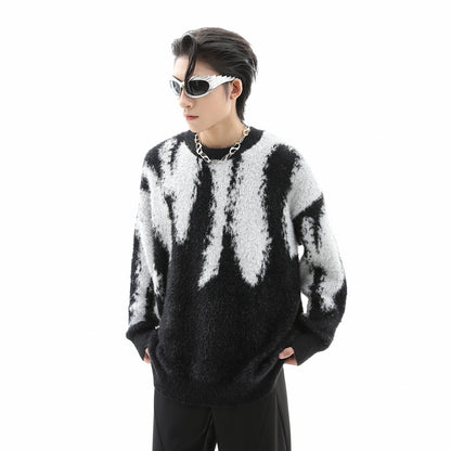 Round Neck Shaggy Oversize Knit Sweater WN10411