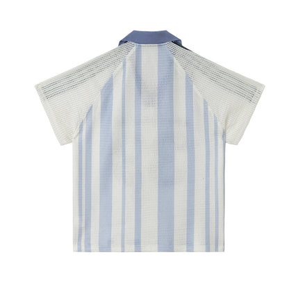Stripe Number Print Short Sleeve Shirt WN25416