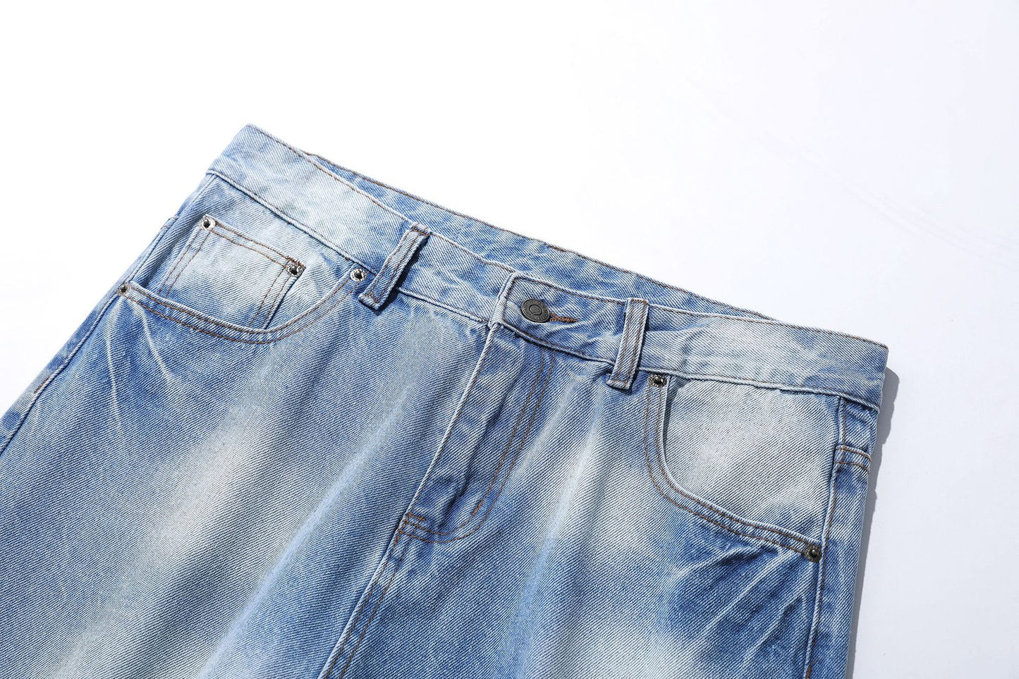 Washed Damage Wide Leg Flare Denim Jeans WN25862