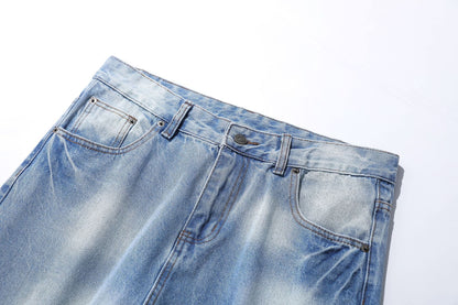 Washed Damage Wide Leg Flare Denim Jeans WN25862