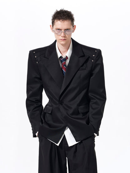 Oversize Waist-Cinched Tailored Jacket & Trousers Setup WN23272