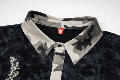 Polo Collar Fake Layered Tie-Dye Print Long Sleeve T-Shirt WN25703