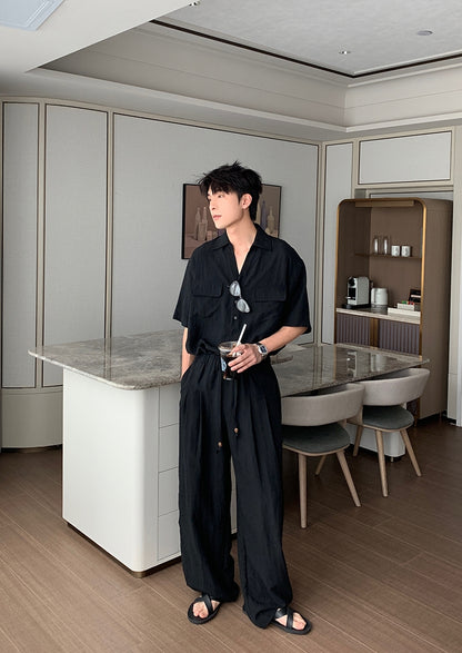 Linen Short Sleeve Shirt & Linen Pants Setup WN20422