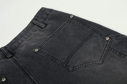 Washed Damage Wide Leg Denim Jeans WN26058