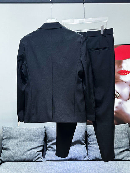 Badge Embroidery Tailored Jacket & Straight Trousers Setup WN23955