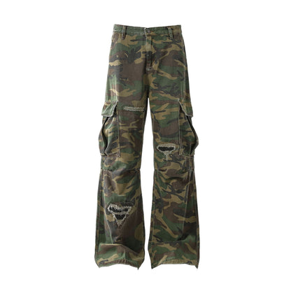Camouflage Damage Cargo Pants WN25400