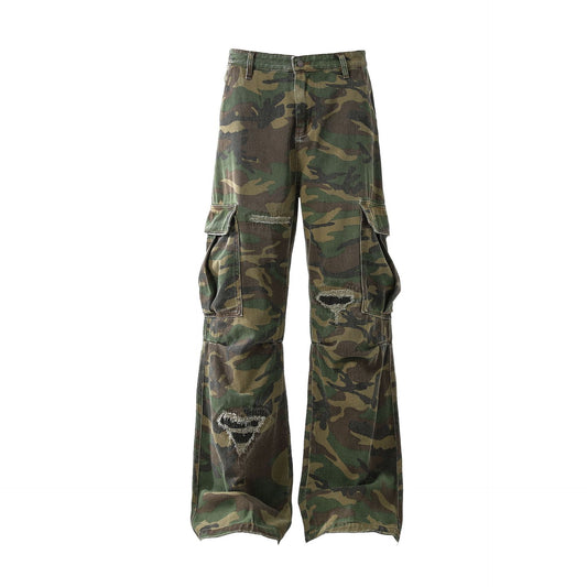 Camouflage Damage Cargo Pants WN25400