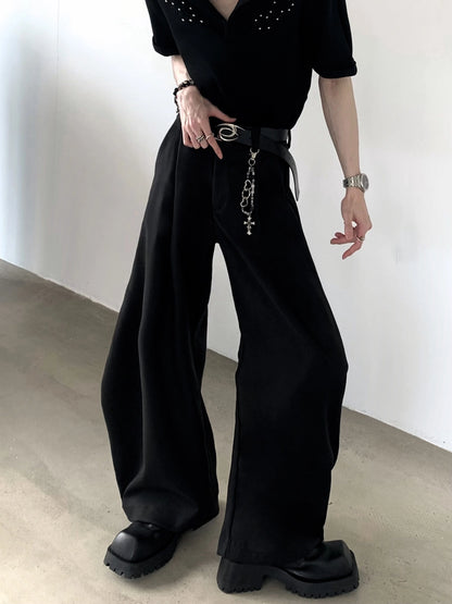 Solid Color Wide Leg Trousers & Chain WN20355