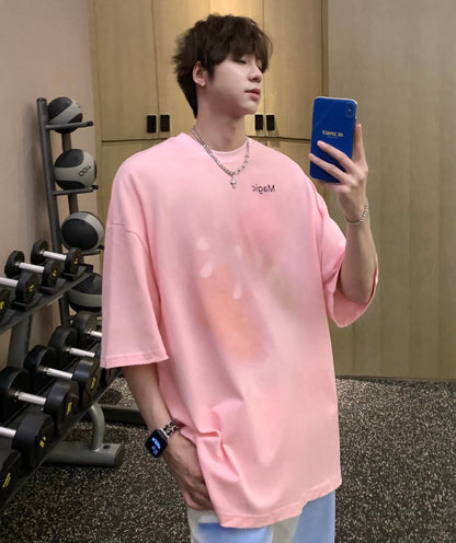 Oversized Paint Letter Print T-Shirt WN25326
