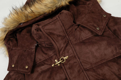 Fake Fur Collar Metal Buckle Puffer Jacket WN23094