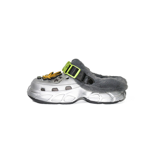 Fleece Lining Patch Decoration Platform Slip-On Shoes WN23477