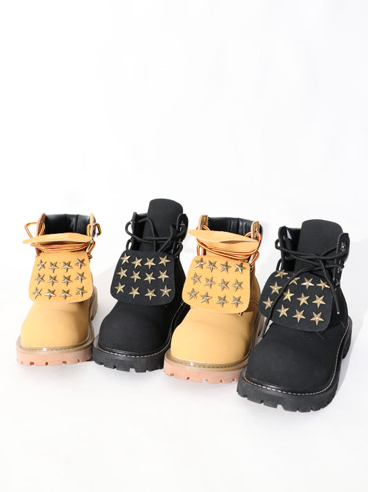 Star Studs Flap Lace-Up Boots WN24084