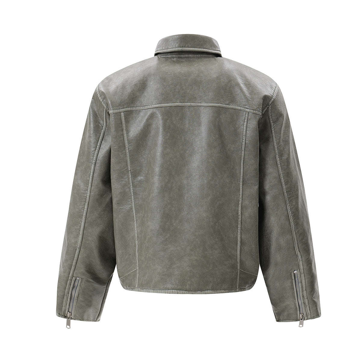 Washed Heavyweight PU Leather Jacket WN11264