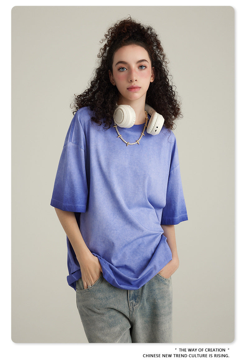 Washed Gradient Pure Cotton Sleeveless T-Shirt WN6075