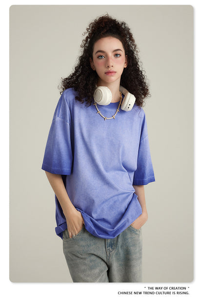 Washed Gradient Pure Cotton Sleeveless T-Shirt WN6075