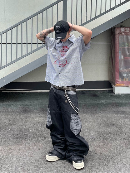 Striped Print Short Sleeve Shirt WN18831