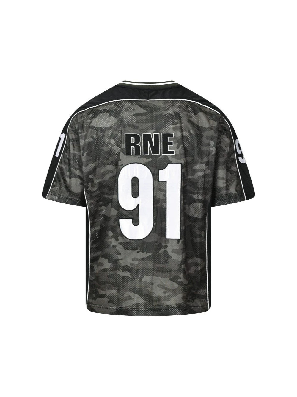 Camouflage Letter Badge Embroidery Contrast Patchwork Oversize Short Sleeve T-Shirt WN27902