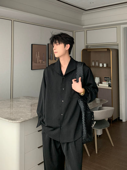 Oversize Long Sleeve Shirt & Drawstring Pants Setup WN20491