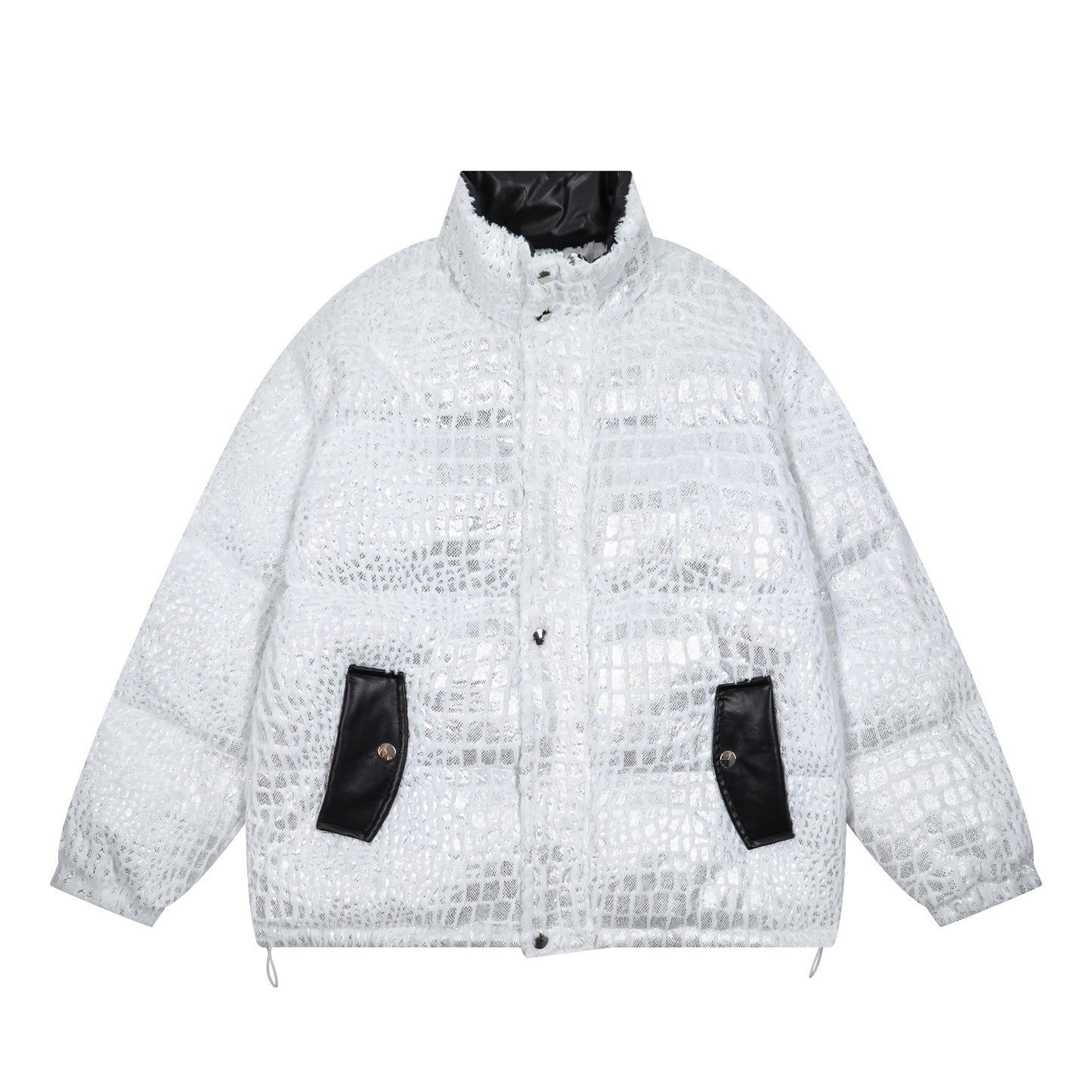 Cracked Texture Thick Puffer Jacket WN11491