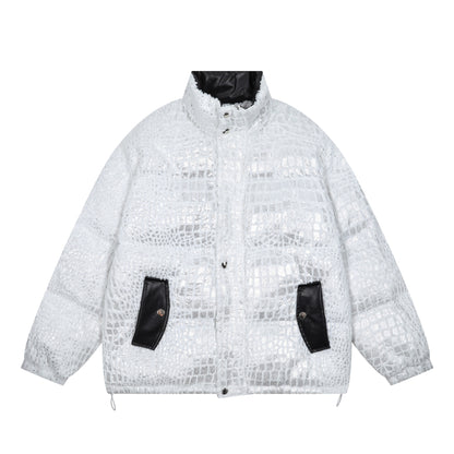 Cracked Texture Thick Puffer Jacket WN11491