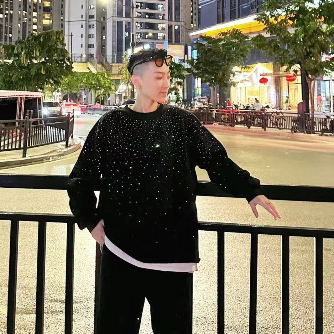 Rhinestone Starry Sky Long Sleeve T-Shirt WN20684