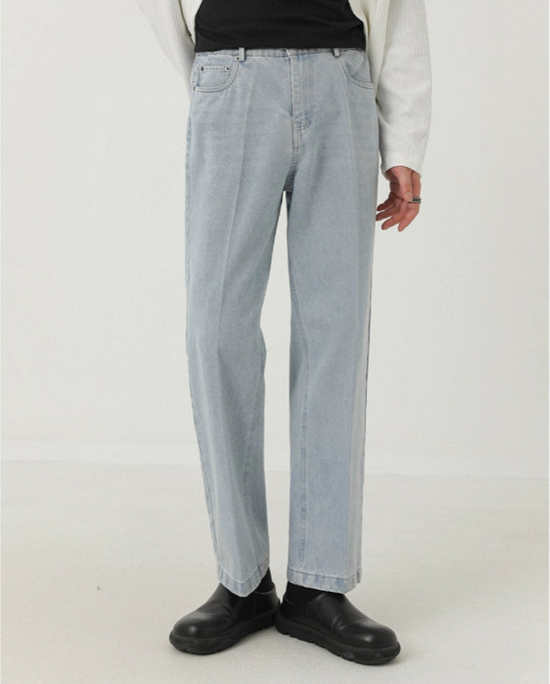 Washed Straight Denim Jeans WN21262