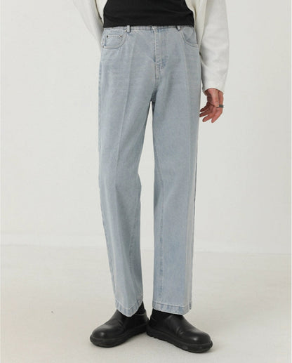 Washed Straight Denim Jeans WN21262