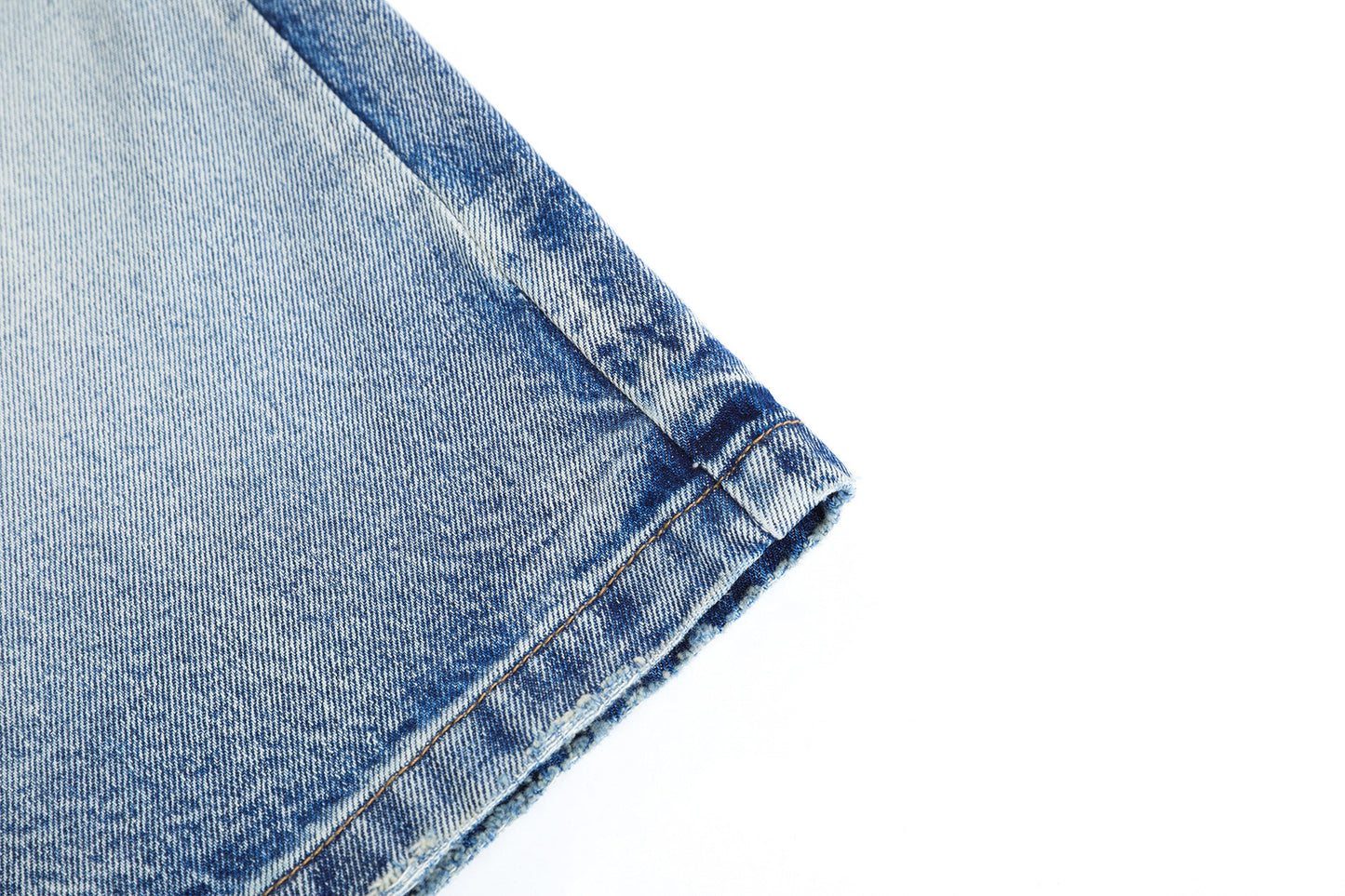 Washed Whisker Wide Leg Curved Half Denim Jeans WN25469