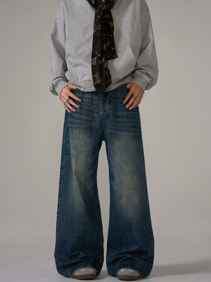 Washed Wide-Leg Straight Baggy Denim Jeans WN10656