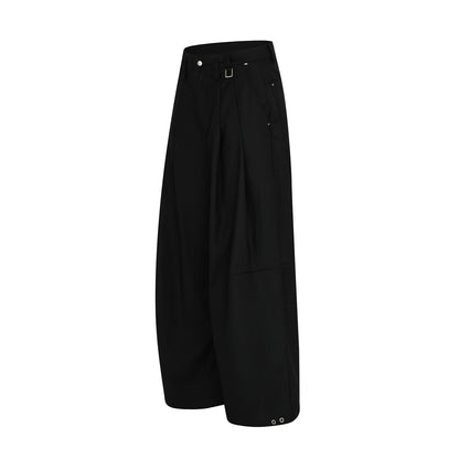 Metal Buckle Pleats Wide Leg Pants WN25953