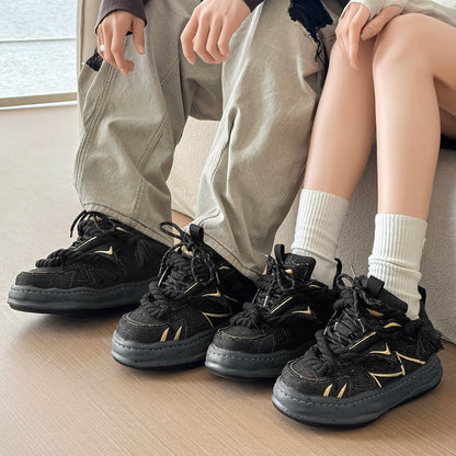 Rope Lace Panel Chunky Sole Sneakers WN24512