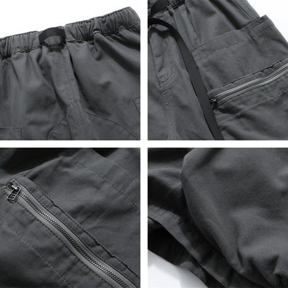 Washed Damage Zipper Cargo Half Pants WN26853