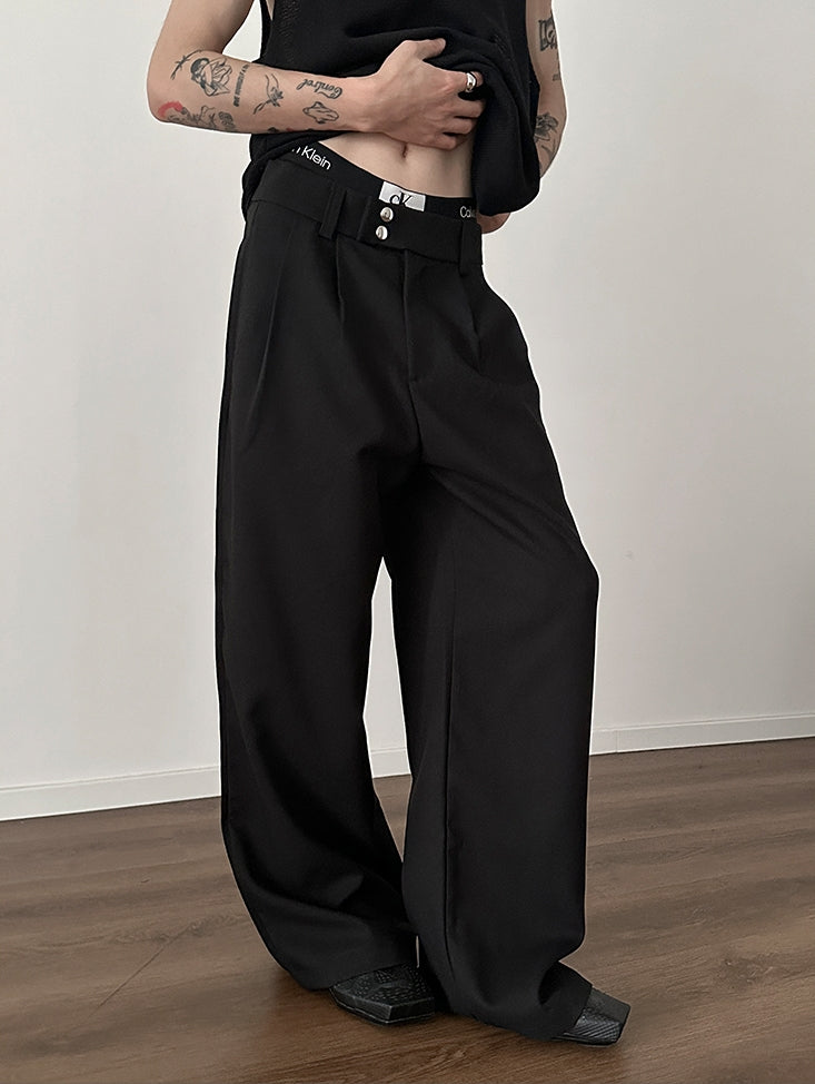 Metal Button Wide Leg Trousers WN8888