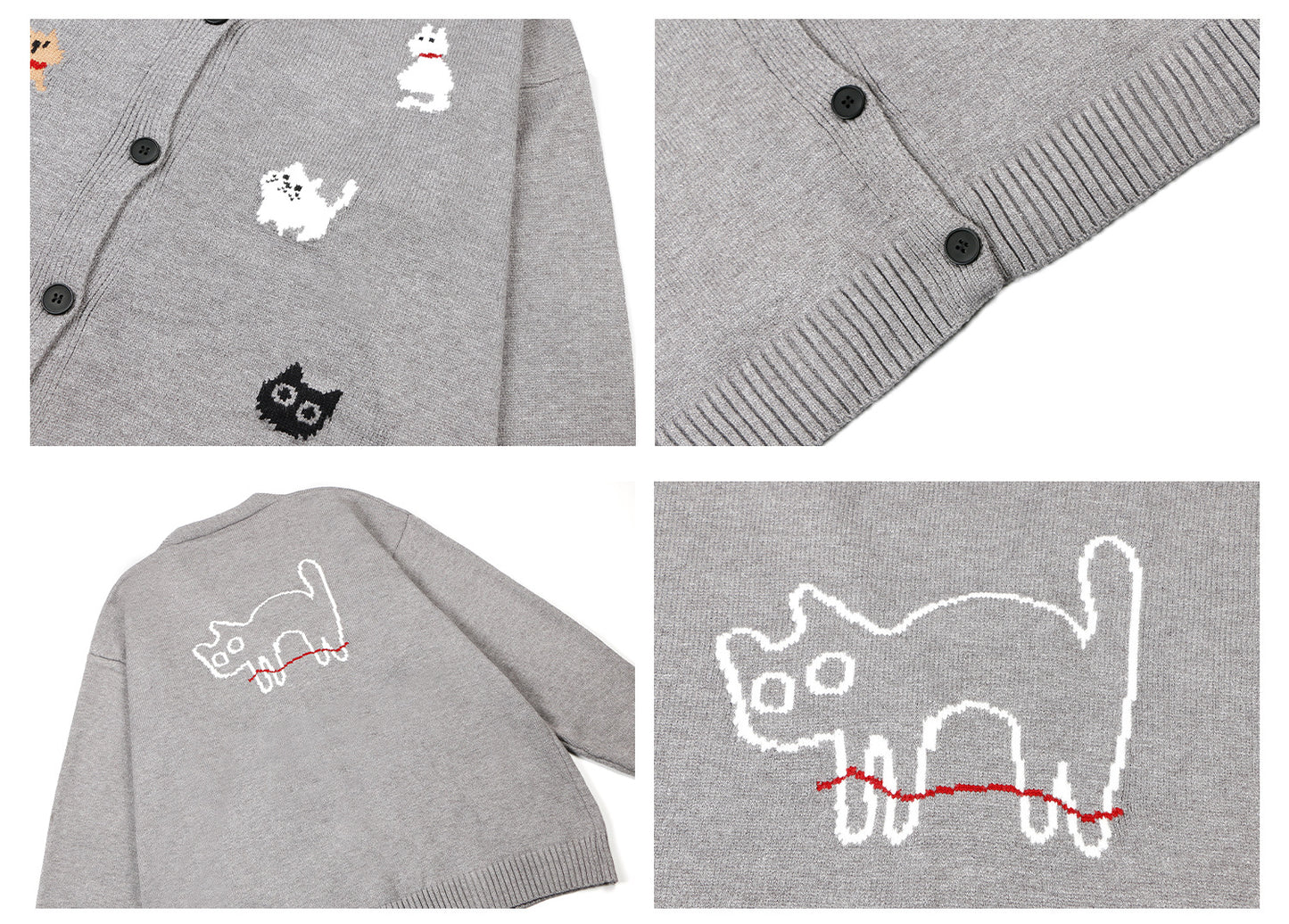 Cartoon Jacquard Oversize Knit Cardigan WN26380